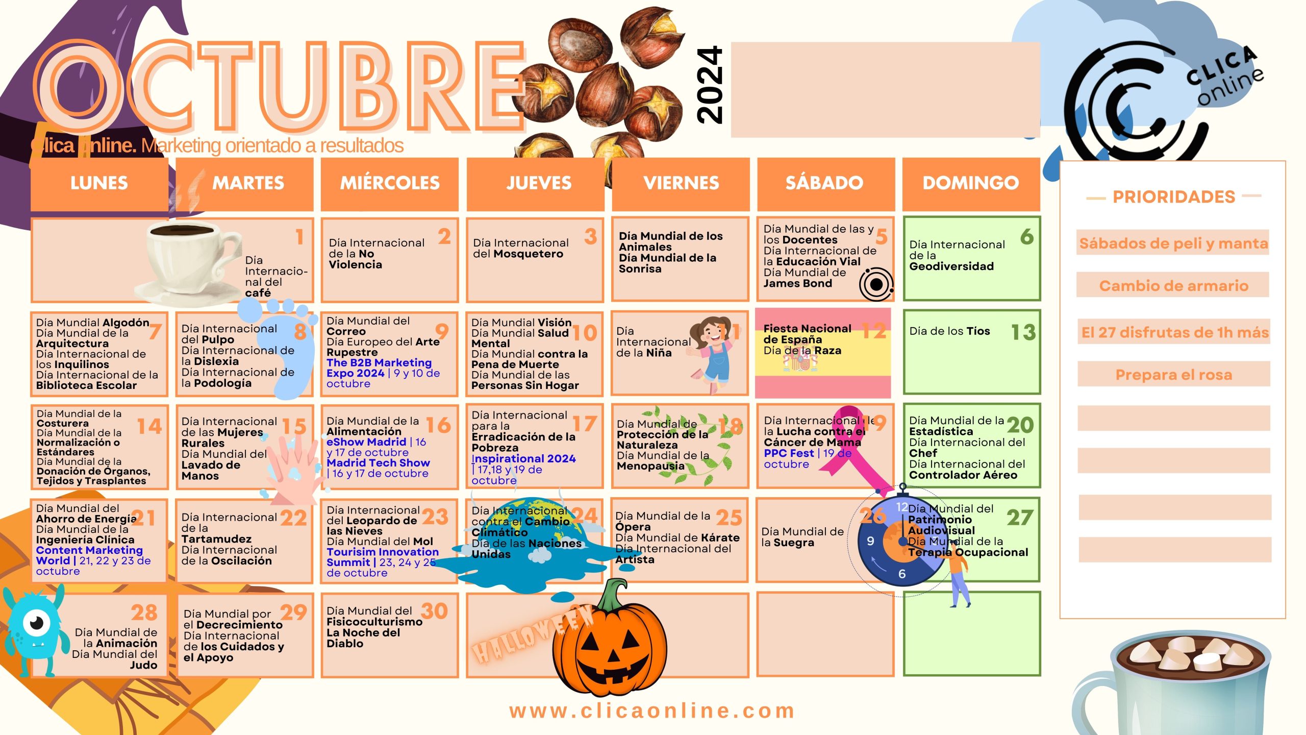 Octubre calendario marketing