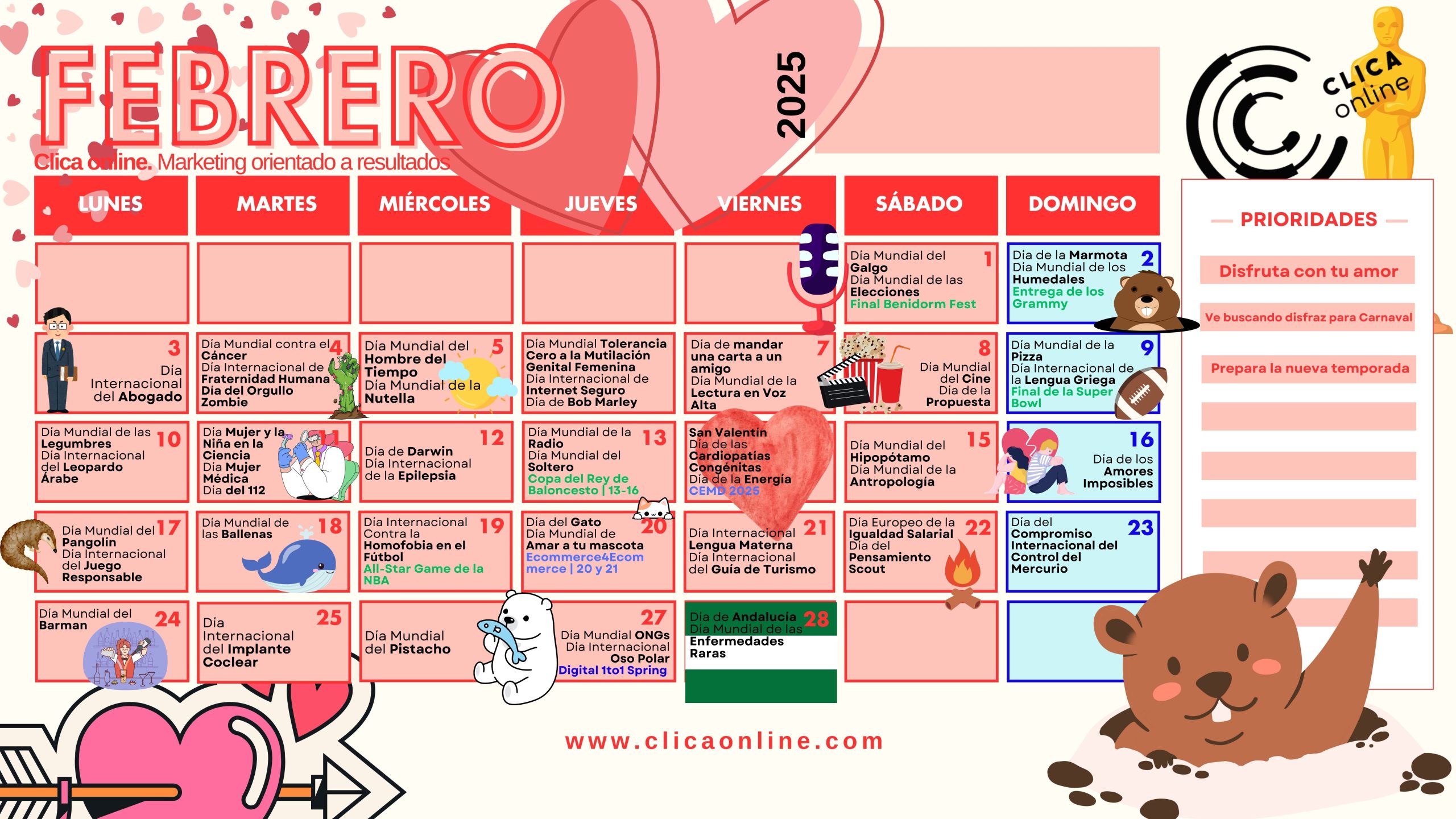 Febrero 2025 calendario marketing
