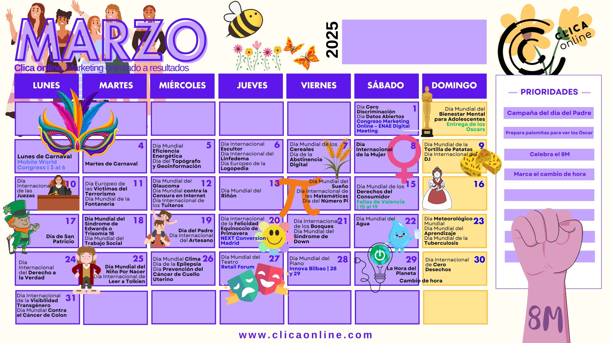 Marzo 2025 calendario marketing
