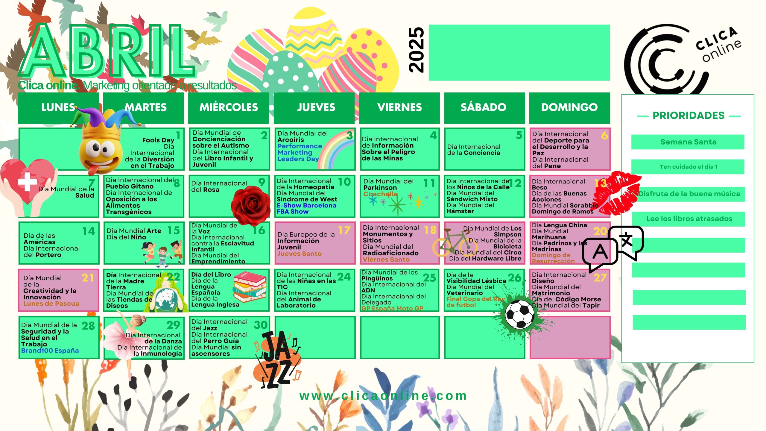 Abril 2025 calendario marketing